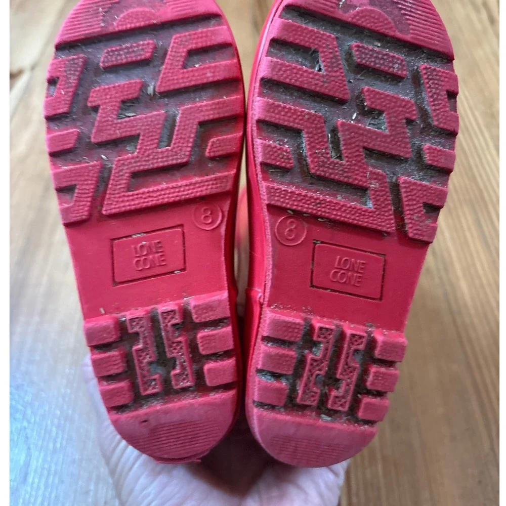 Lone Cone Rain Boots Kids Red Classic Waterproof Pull On SIZE 8